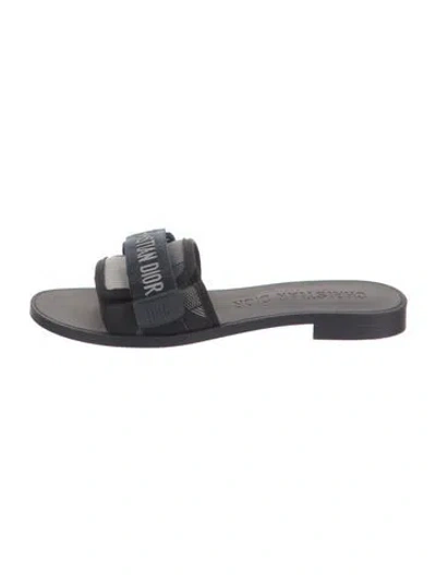 Pre-owned Dior Plaid Print Slides In Grey