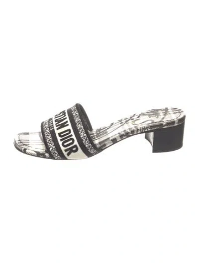 Pre-owned Dior Plaid Print Slides In White