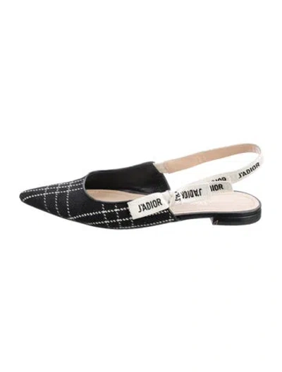 Pre-owned Dior Plaid Print Slingback Flats In Black