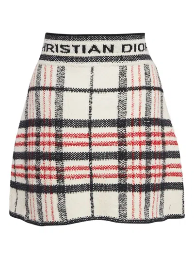 Pre-owned Dior Plaid Tweed Skirt