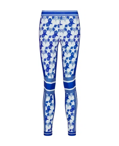 Dior Plain Jersey Full Print Leggings In Blue