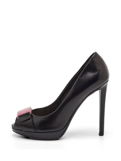 Pre-owned Dior Plaque Heeled Pumps In Black