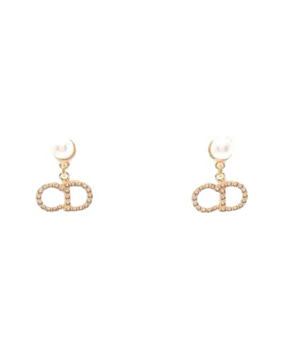Pre-owned Dior Plated Cd Logo Earrings (authentic Pre-loved)