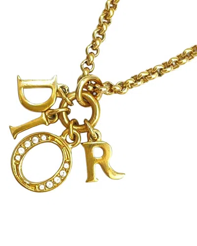 Dior Plated Christian Vintage Logo Necklace (authentic Pre-loved) In Gold