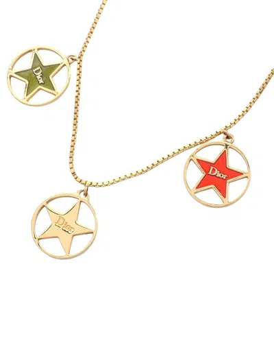 Pre-owned Dior Plated Circle Star Logo Necklace (authentic Pre-loved)
