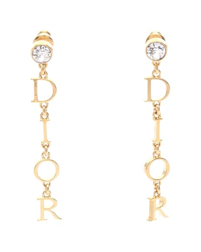 Dior Plated  Logo Earrings (authentic Pre-loved) In Gold