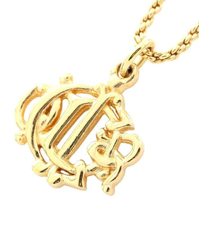 Dior Plated Emblem Logo Necklace (authentic Pre-loved) In Gold