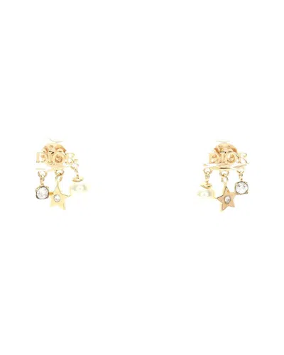 Dior Plated Logo Star Earrings (authentic Pre-loved) In Gold