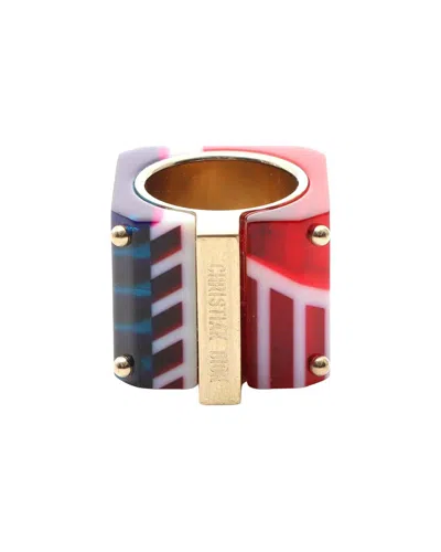 Pre-owned Dior Plated Sorbet Wide Ring (authentic Pre-loved)