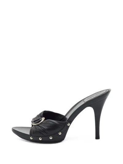 Pre-owned Dior Platform Leather Sandals In Black