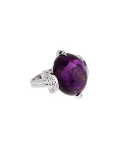 Pre-owned Dior Platinum 6.18 Ct. Tw. Diamond & Amethyst Cocktail Ring (authentic Pre-loved)