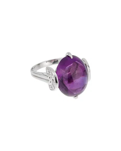 Pre-owned Dior Platinum 6.18 Ct. Tw. Diamond & Amethyst Ring (authentic Pre-loved)