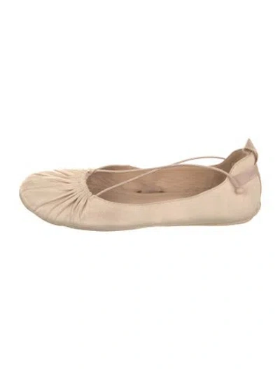 Pre-owned Dior Pleated Accents Ballet Flats In Neutral