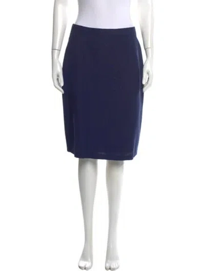 Pre-owned Dior Pleated Accents Knee-length Skirt In Blue