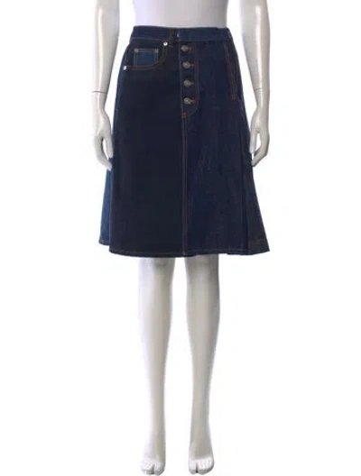 Pre-owned Dior Pleated Accents Knee-length Skirt In Blue