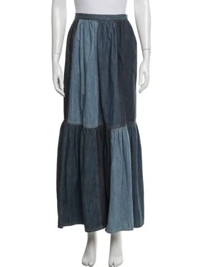 Pre-owned Dior Pleated Accents Long Skirt In Blue