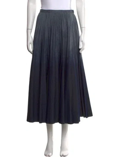 Pre-owned Dior Pleated Accents Long Skirt In Blue