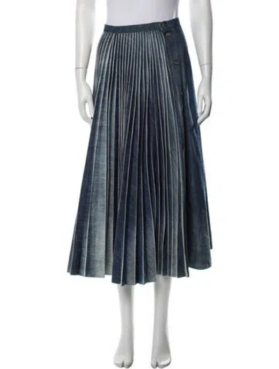 Pre-owned Dior Pleated Accents Long Skirt In Blue