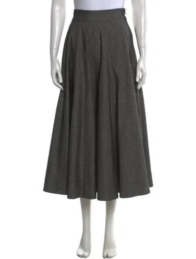 Pre-owned Dior Pleated Accents Long Skirt In Gray