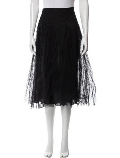 Pre-owned Dior Pleated Accents Midi Length Skirt In Black