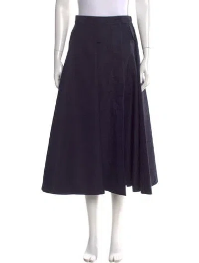 Pre-owned Dior Pleated Accents Midi Length Skirt In Blue