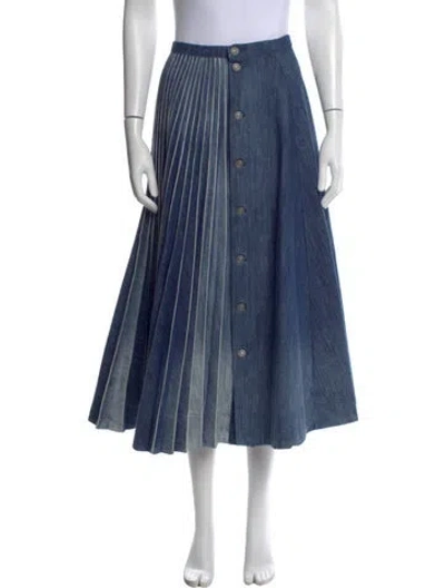 Pre-owned Dior Pleated Accents Midi Length Skirt In Blue