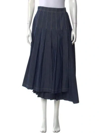 Pre-owned Dior Pleated Accents Midi Length Skirt In Blue