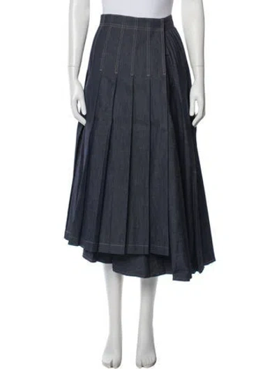 Pre-owned Dior Pleated Accents Midi Length Skirt In Blue