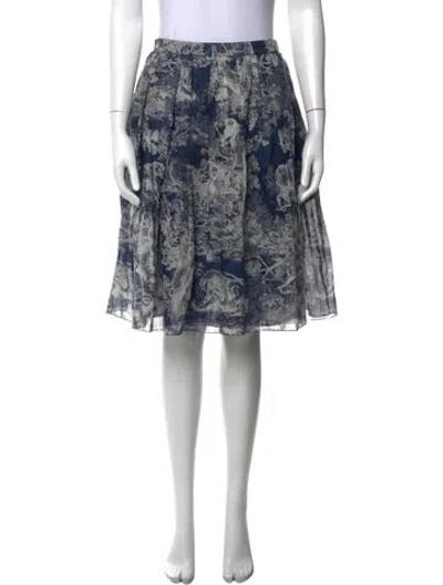Pre-owned Dior Pleated Accents Midi Length Skirt In Blue