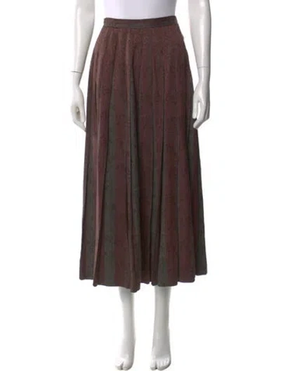 Pre-owned Dior Pleated Accents Midi Length Skirt In Brown