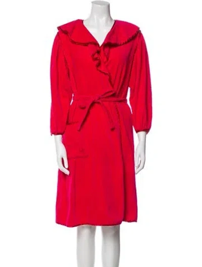 Pre-owned Dior Pleated Accents Robe In Red