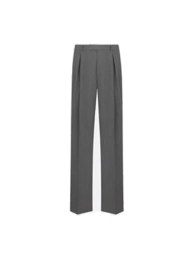 Dior Pleated Loose-fit Trousers In Gray