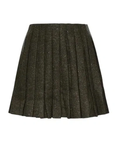 Dior Pleated Mini Skirt In Green