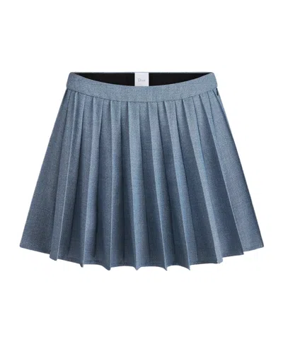 Dior Pleated Miniskirt In Blue