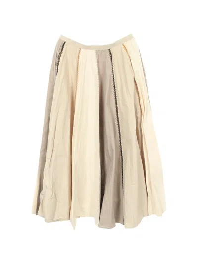 Pre-owned Dior Pleated Patchwork Midi Skirt In Neutral