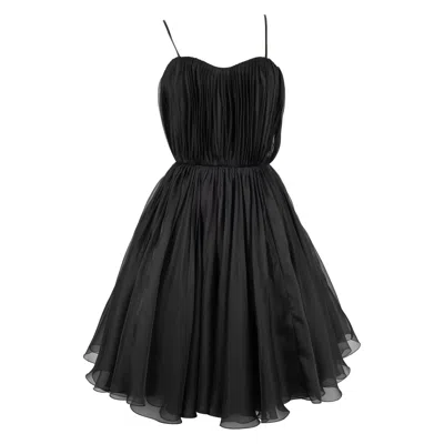 Pre-owned Dior Pleated Silk Tutu Dress In Black