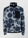Dior Pocketed Floral High Collar Long Sleeve Sweater In Blue