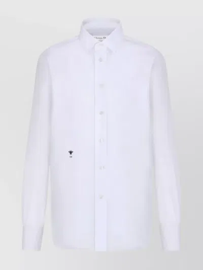 Dior Pointed Collar Long Sleeves Shirt In White