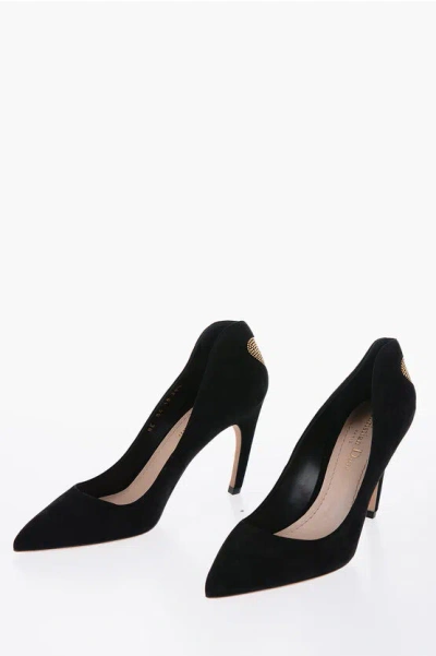 Dior Pointed Amour Suede Pumps Heel 9cm In Black