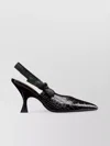 Dior Pointed Toe Slingback Pumps Crocodile Texture In Black