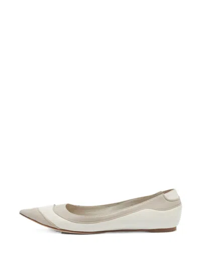 Pre-owned Dior Pointed-toe Ballet Flats In White