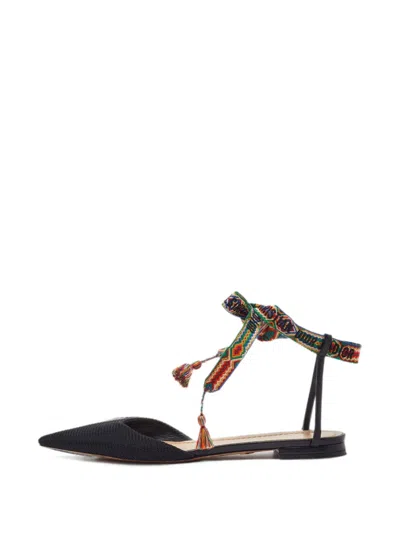 Pre-owned Dior Pointed-toe Flat Sandals In Black