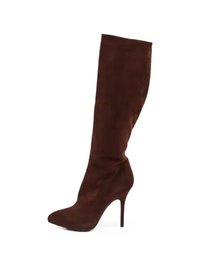 Pre-owned Dior Pointed-toe Knee-high Boots In Brown