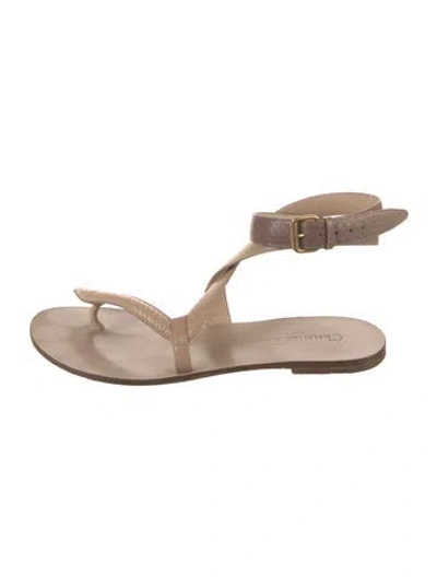 Pre-owned Dior Poison-d Leather Sandals In Neutral