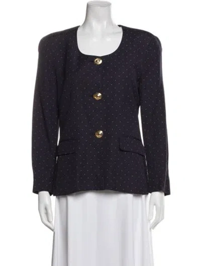 Pre-owned Dior Polka Dot Print Blazer In Blue
