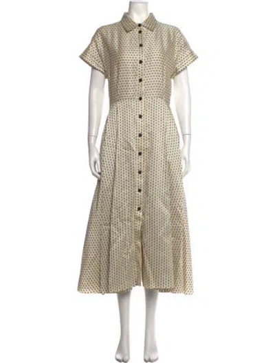 Pre-owned Dior Polka Dot Print Midi Length Dress In Neutrals