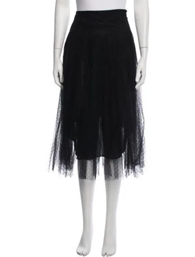 Pre-owned Dior Polka Dot Print Midi Length Skirt In Black