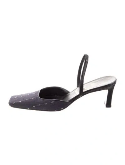 Pre-owned Dior Polka Dot Print Slingback Pumps In Blue