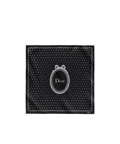 Dior Polka Oblique 70 Square Scarf In Black