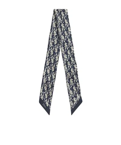 Dior Polka Oblique Mitzah Scarf In Blue